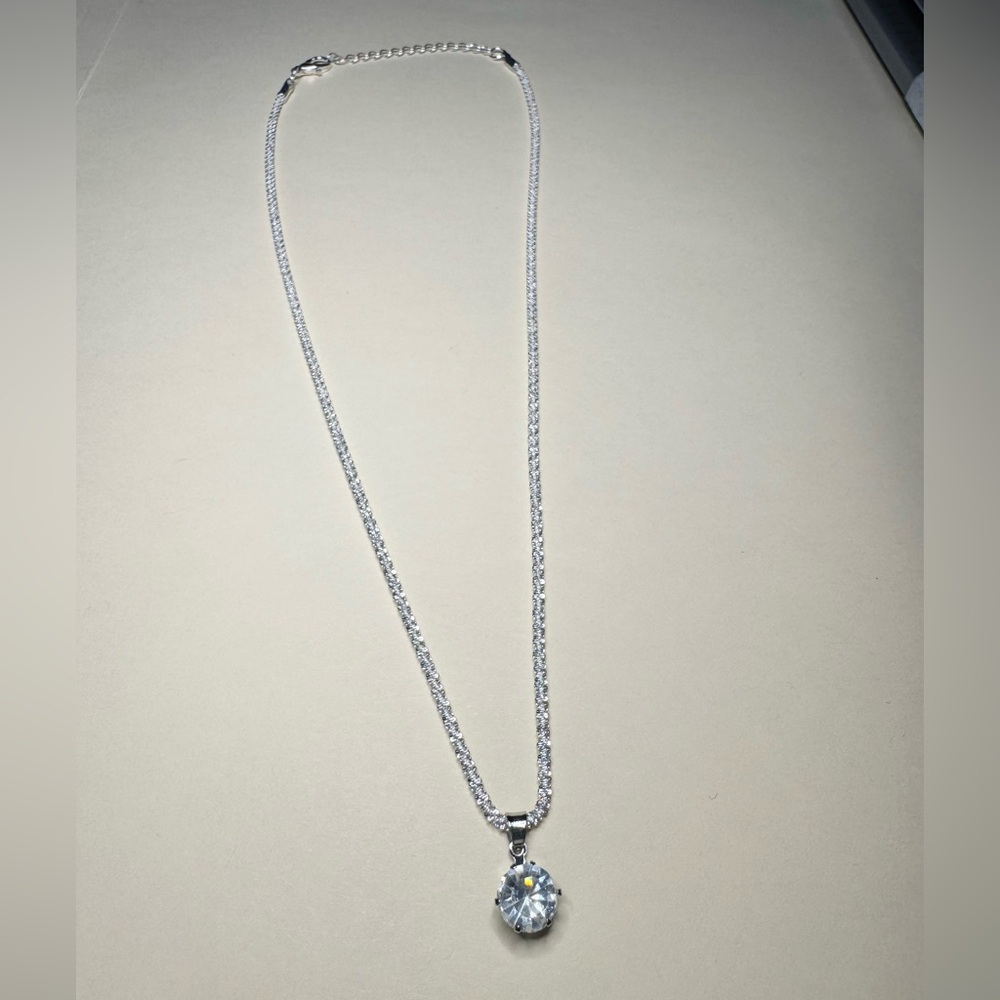 Silver Rhinestone Necklace - Picture 2 of 2